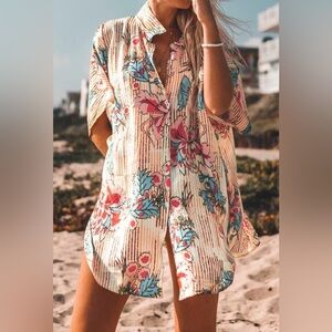 Cupshe Beach Boho Button-Down Shirt Small